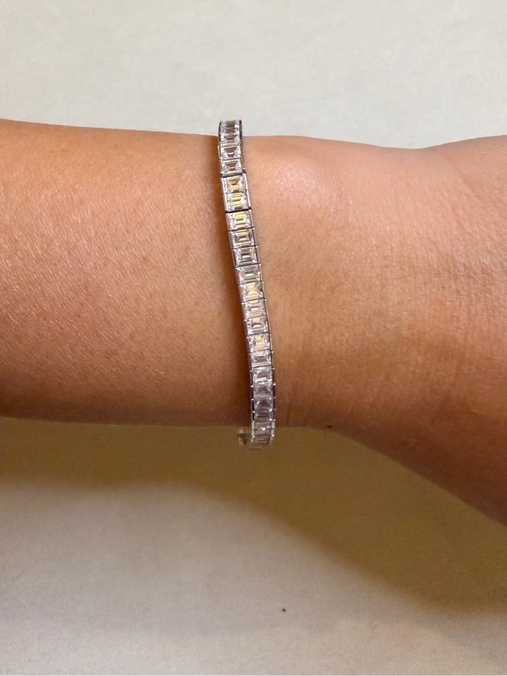 925 Sterling Silver Baguette CZ Tennis Bracelet 7.5”
